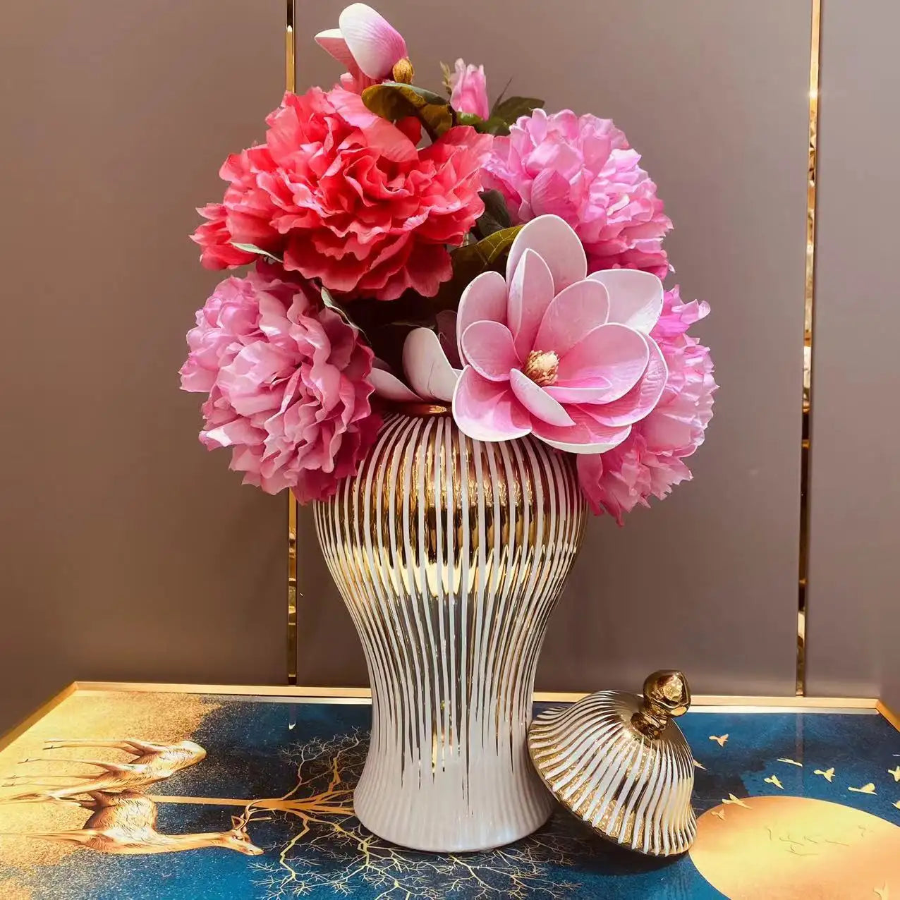 LETILEX® Keramik Blumen Vase Gold